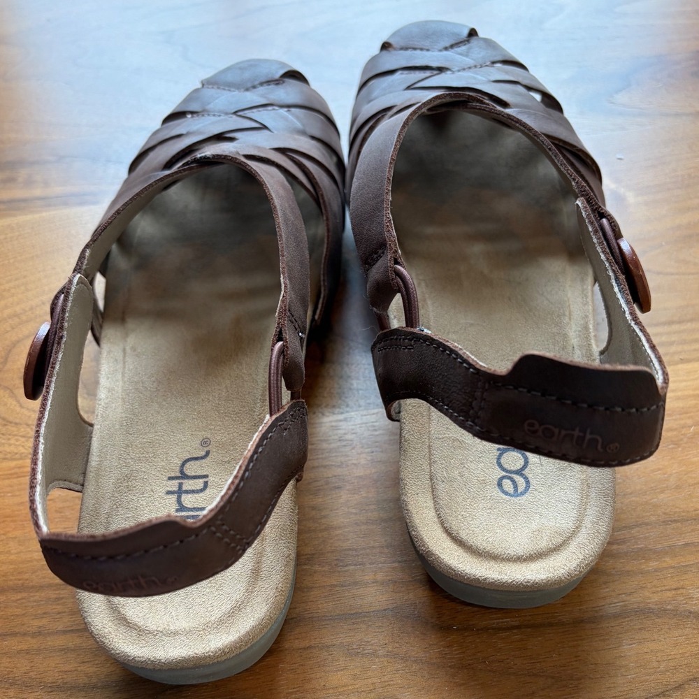 Earth Bellta Fisherman Sandals Womens 8.5 Brown Leather Slingback Casual Boho - Picture 4 of 8